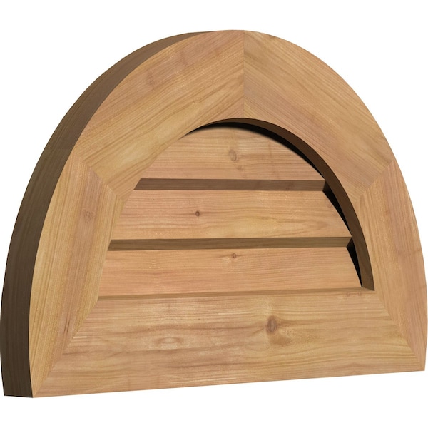Half Round Gable Vnt Non-Functional Western Red Cedar Gable Vnt W/Decorative Face Frame, 14W X 7H
